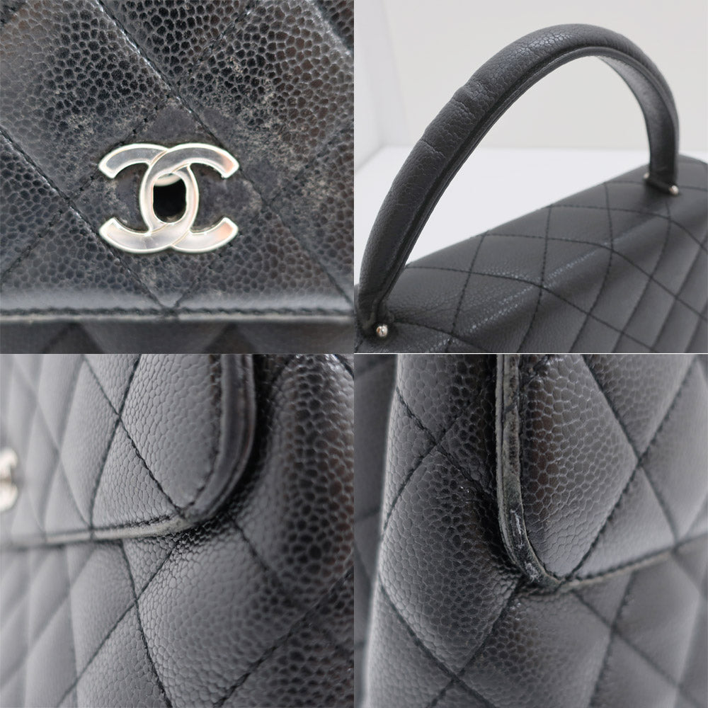 Chanel Handbag Top Handle Matrasse Leather Caviar S BK Black Silver G  SV Gold Tools Coco