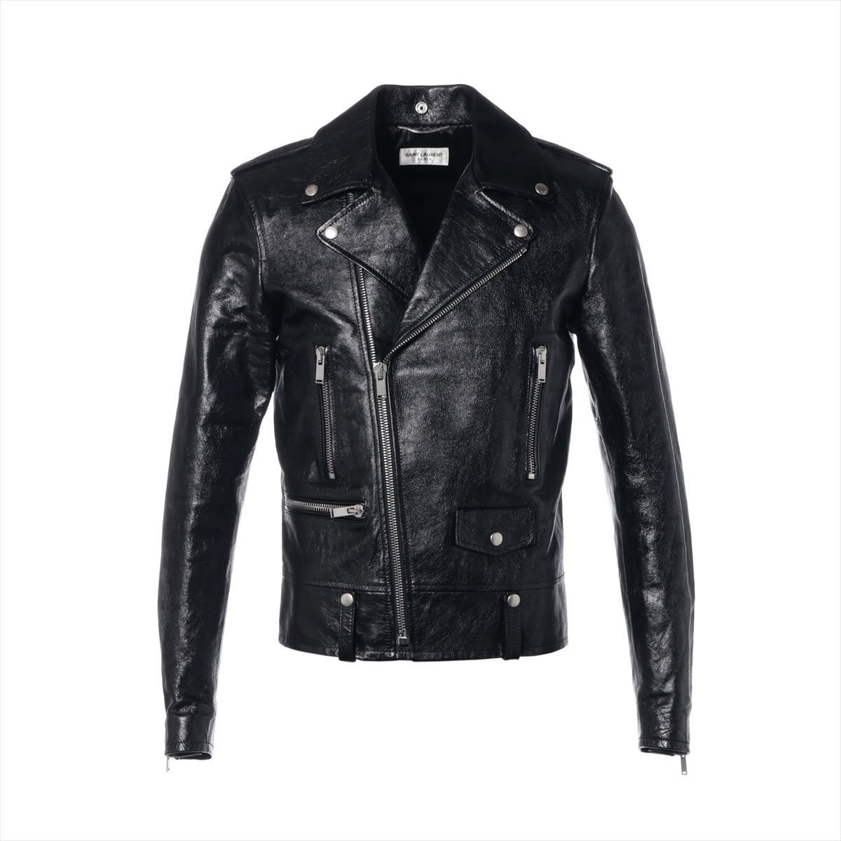 Saint Laurent  19 Years  S Leather Jacket 44 Men Black Classic Motorcycle r 484284