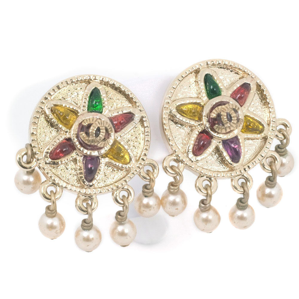 Chanel Chanel Coco Earring  Pearl Multicolor 07P Flowers  10.5g COCO Mark