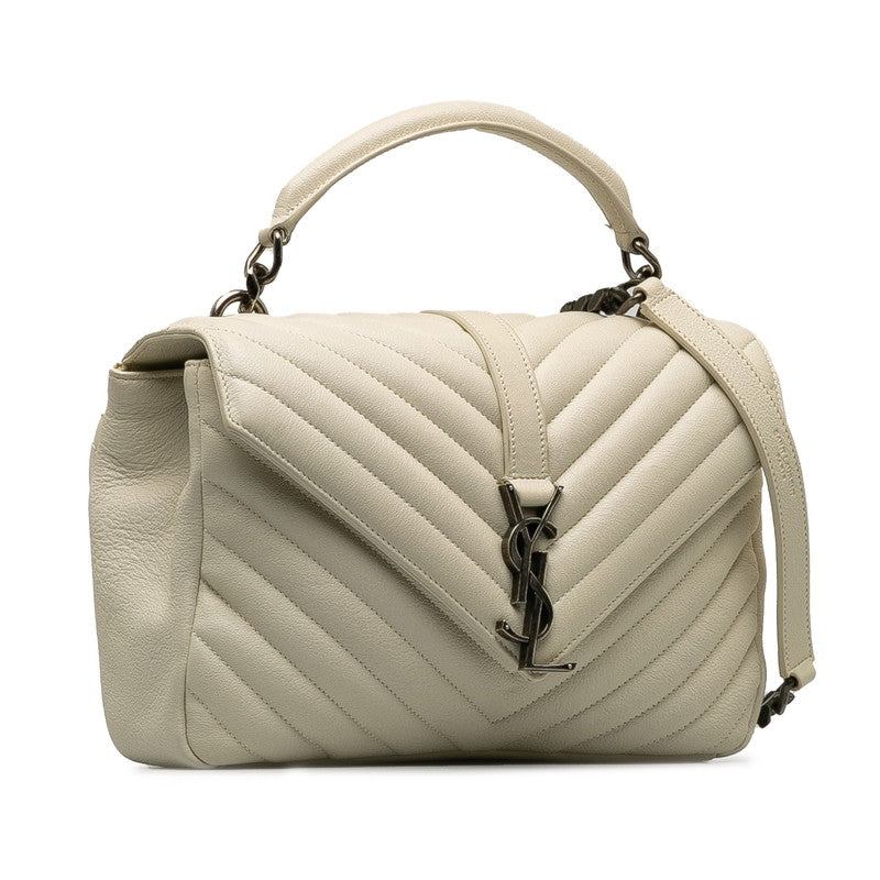 Saint Laurent Monogram Sacchel Handbag 2WAY 392737 White Leather  Saint Laurent