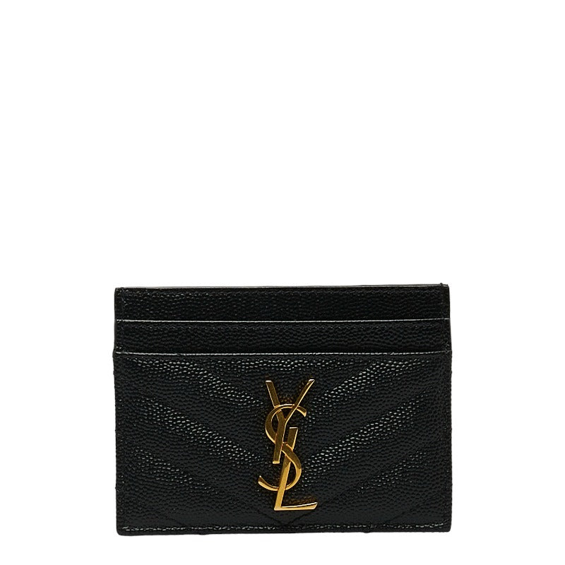 Saint Laurent Card Holder in Grain Calf Leather Black 423291