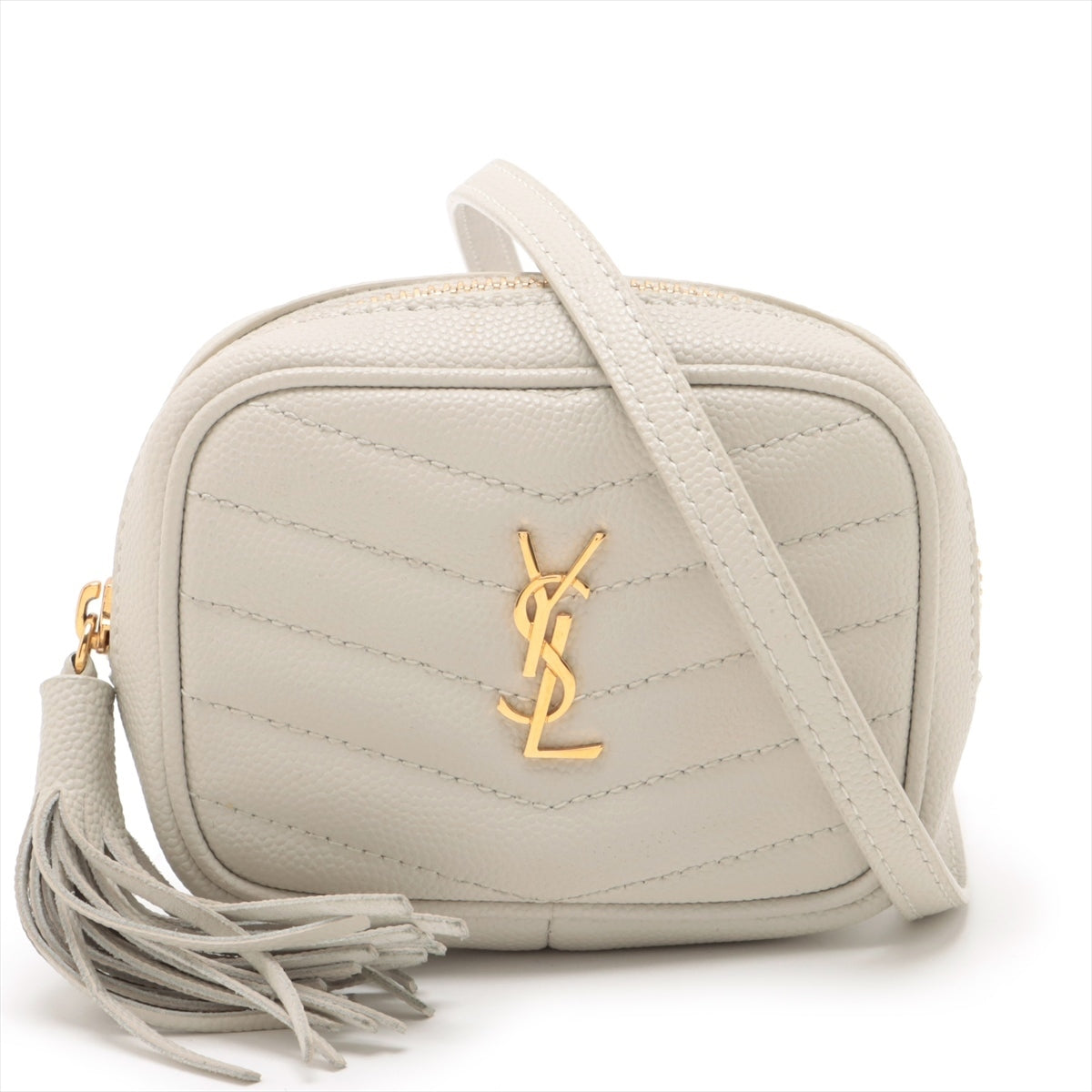 Saint Laurent Leather Chain Shoulder Bag Beige 635088