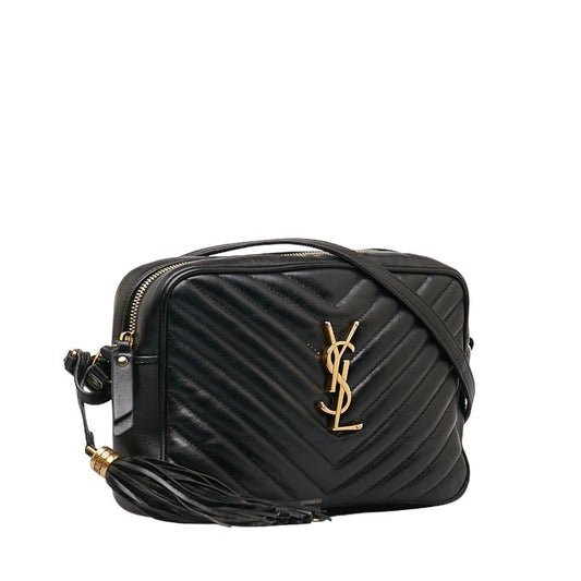 Saint Laurent Lou Cassandra V Stick Tasel  Shoulder Bag Camera Bag 520534 Black Leather  Saint Laurent