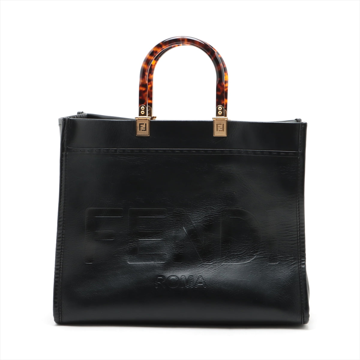 Fendi Sunshine Leather  Bag Black 8BH386 Fender