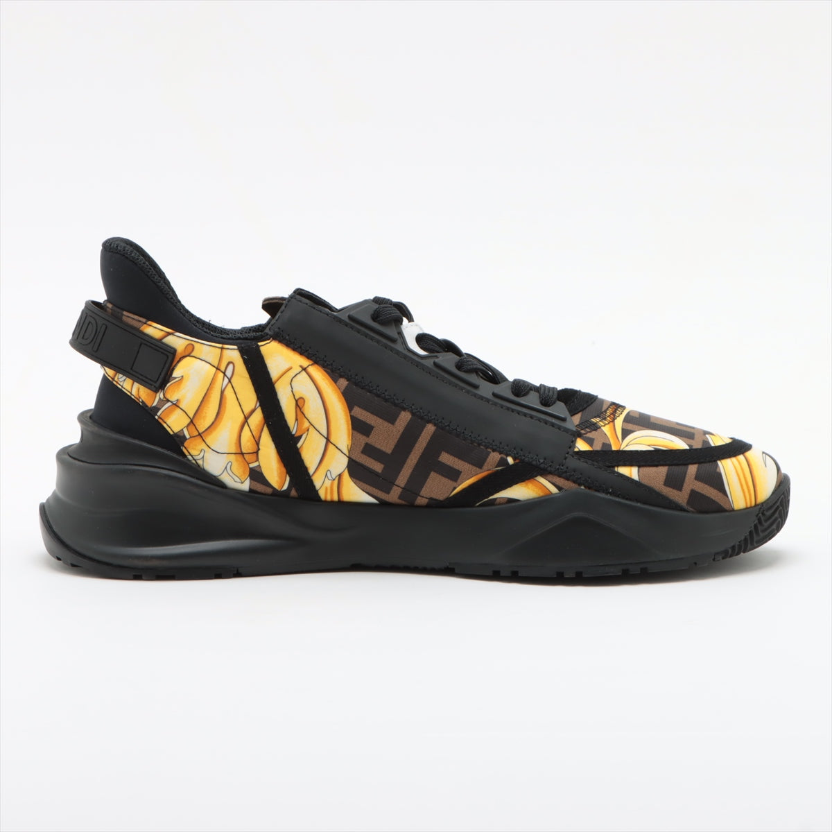 Fendi x Versace Fabric Sneakers 8 Men Black x Yellow Flow Fender Chevrolet