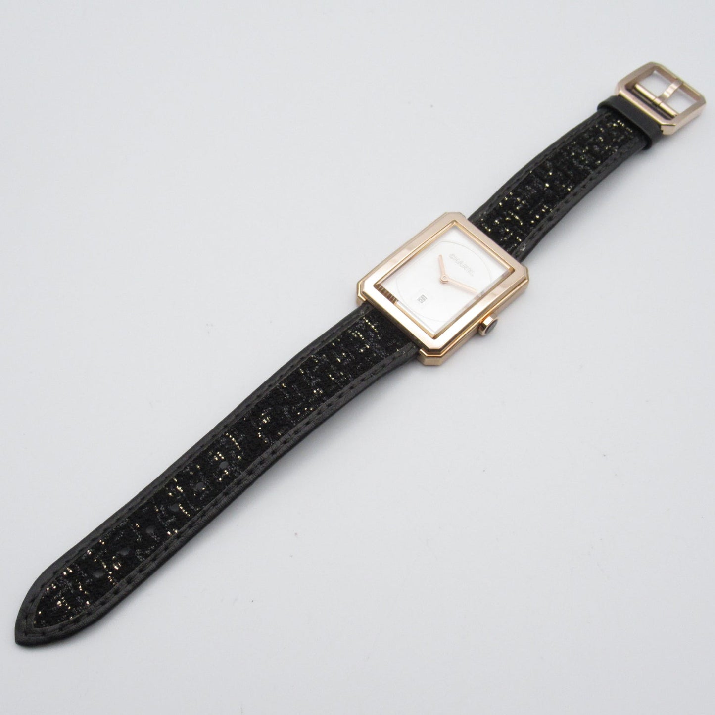 Chanel Girlfriend Tweedey Strap Watch Watch Leather Belt Beige G  White Opal White H5586