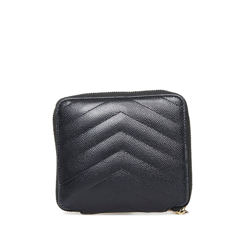 Saint Laurent Zip Wallet in Grained Calf Leather Black