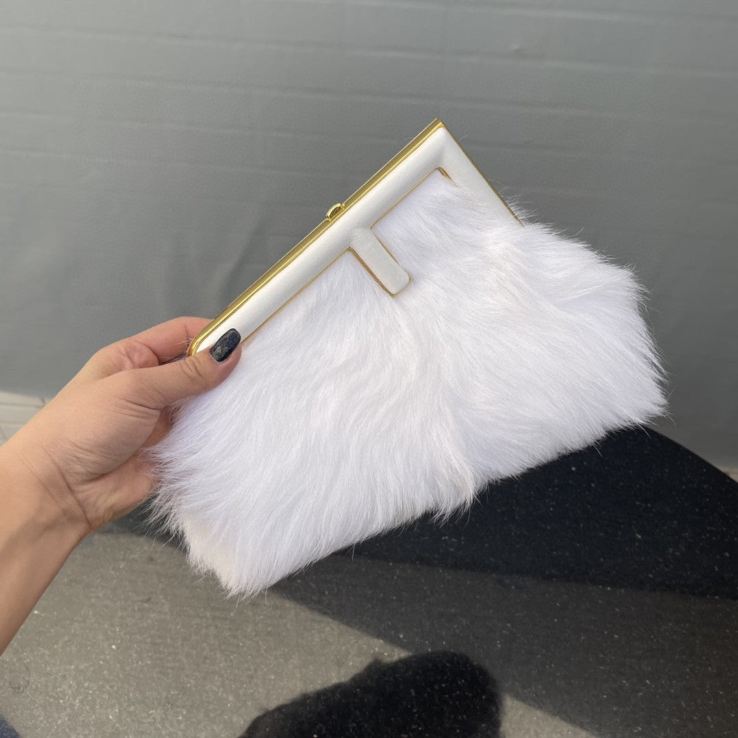 Fendi Fendirst Small White Fox Fur Bag For Woman 26cm/10in