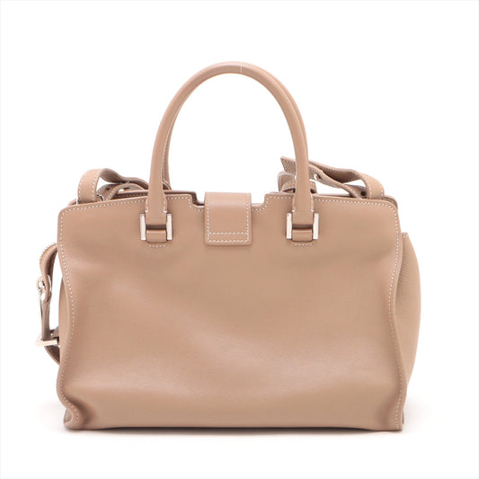 Saint Laurent Cabas Leather 2WAY Handbag Beige 424868