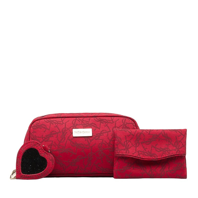 Saint Laurent Monogram Logo Pouch Red Canvas  Saint Laurent