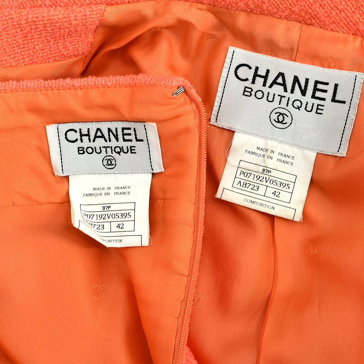 Chanel Setup Suit Jacket Skirt Orange 97P #42