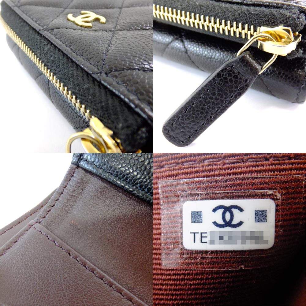 Chanel Three Fold Wallet Black Gold  L   Coco Mark AP3177 B10583  Wallet