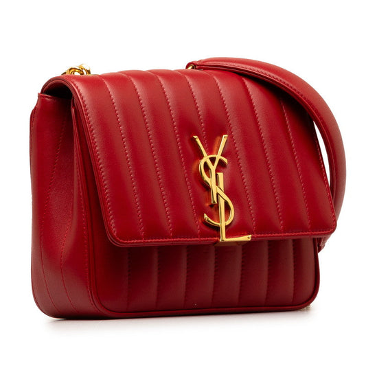 Saint Laurent Vicky YSL Logo Chain Shoulder Bag 532595 Red G Leather  Saint Laurent