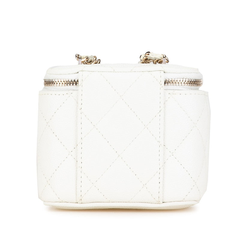 Chanel Matrasse Coco Chain Mini Bag Shoulder Bag Pochette White Caviar S  Chanel