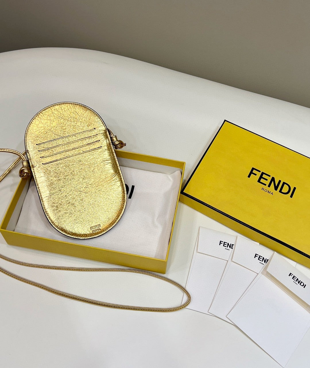 Fendi 12 Pro Phone Holder Gold Bag