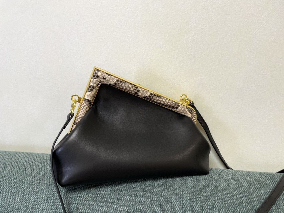 Fendi Fendirst Small Black with python Bag