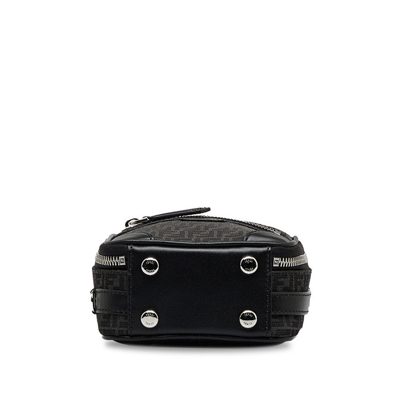 FENDI Mini Travel Bag in Canvas Leather Black 7VA542