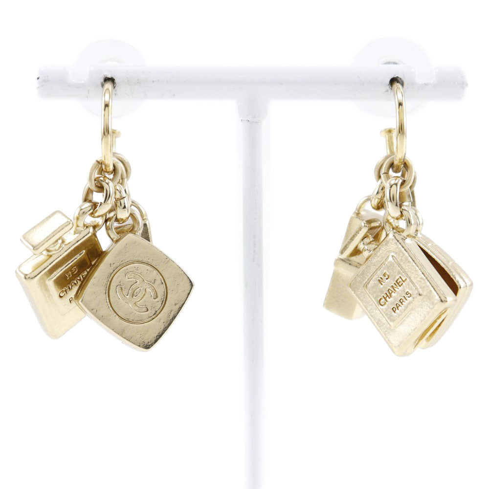 CHANEL CHANEL 3P Charm Stud Earrings Coco Swing G  French Square  28.4g 3P Charm  Charm