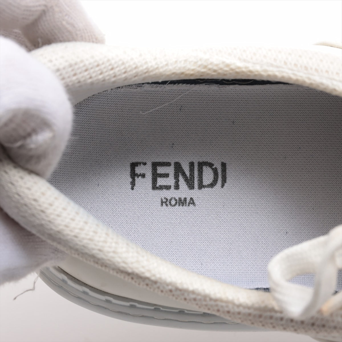 Fendi Zucca Leather Trainers 8 Men White 7E1415