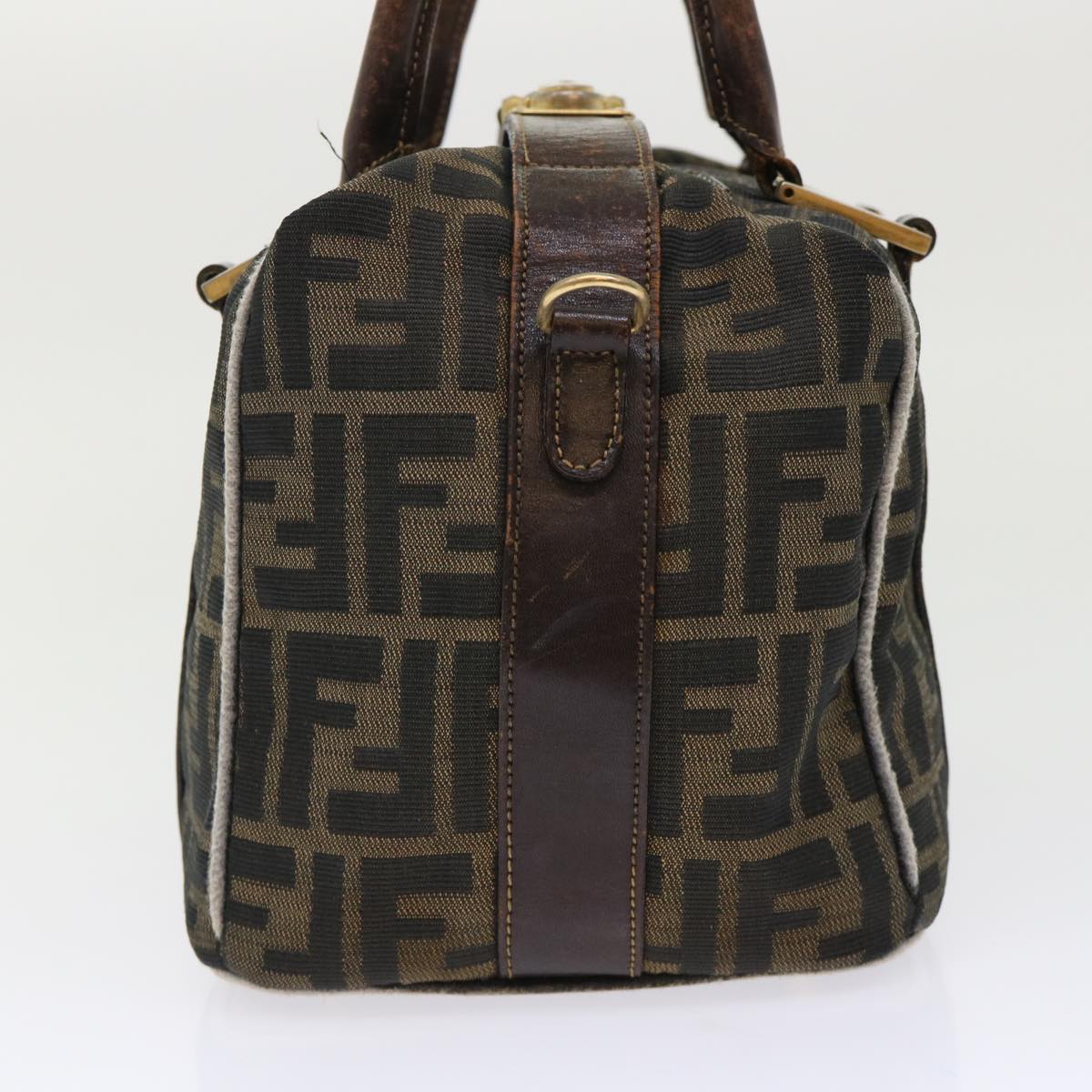 FENDI Zucca Canvas Hand Bag Black Brown