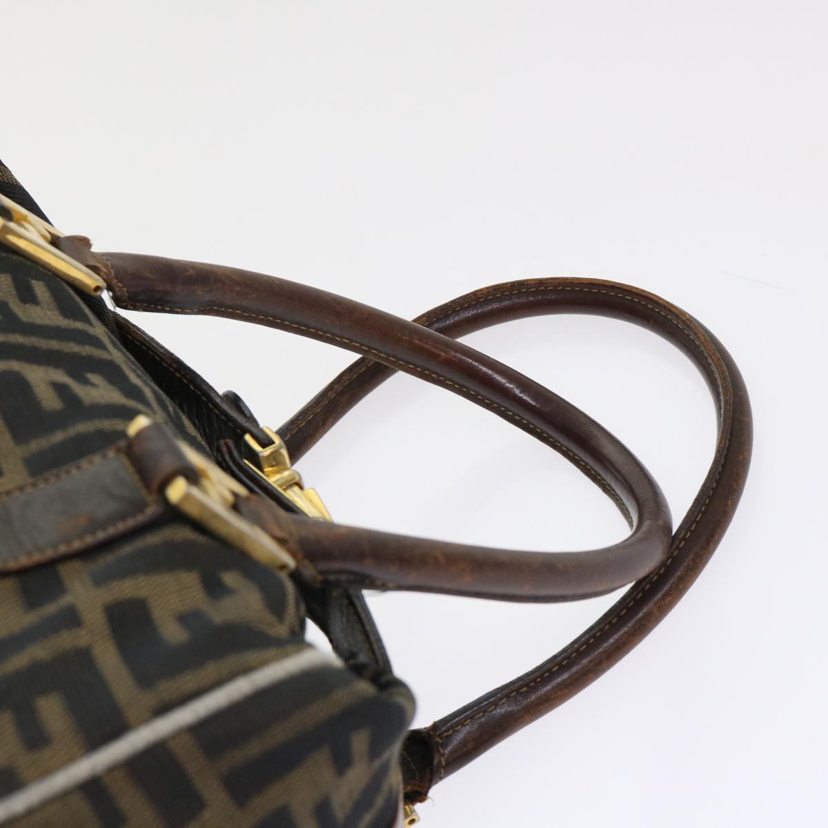 FENDI Zucca Canvas Hand Bag Black Brown