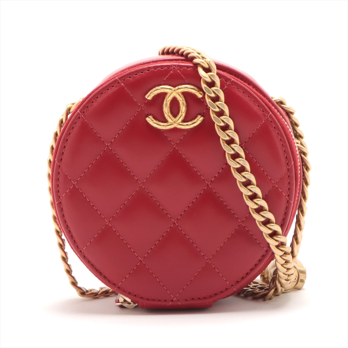 Chanel Lambskin  Chain Shoulder Bag Red G