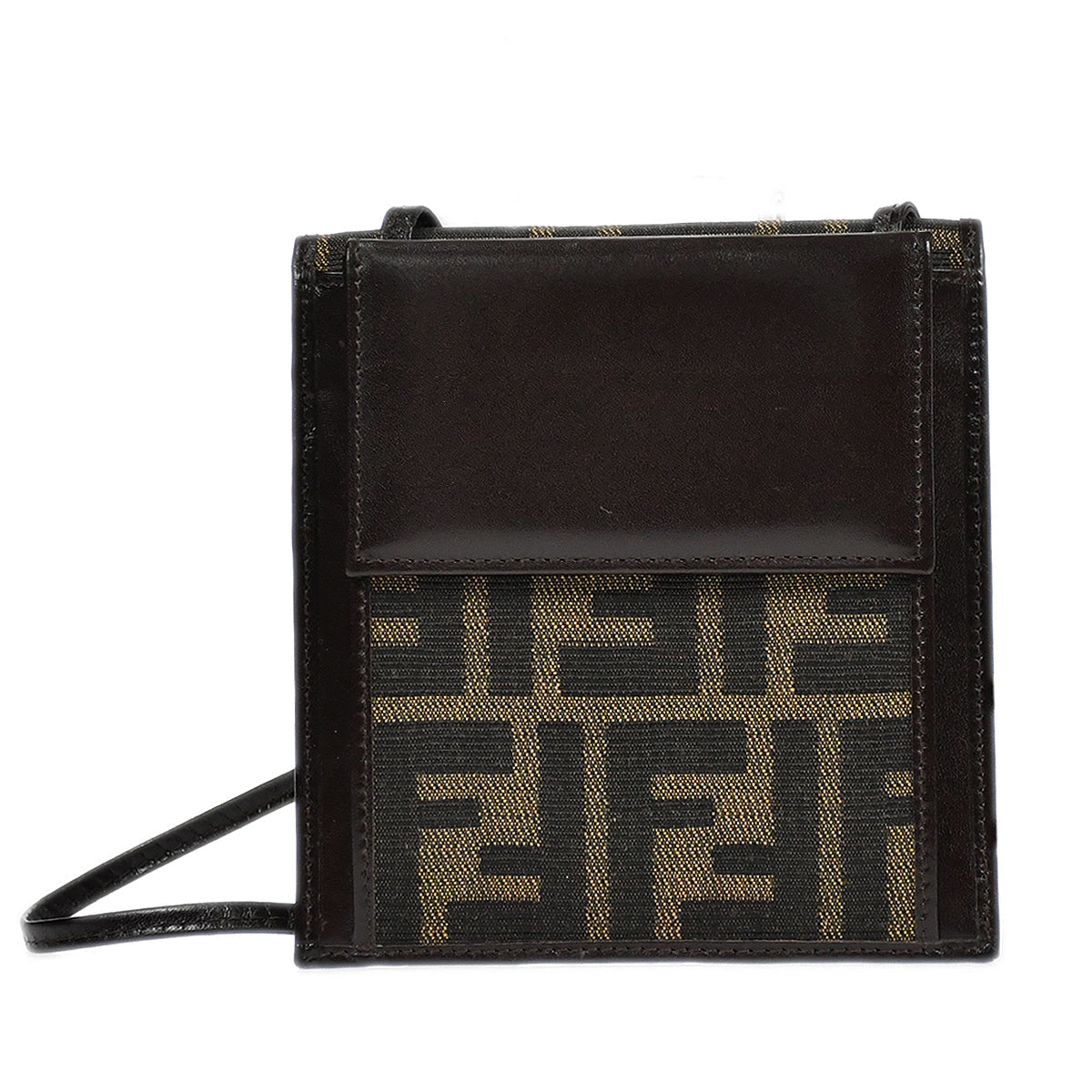 Fendi Zucca Shoulder Wallet Brown