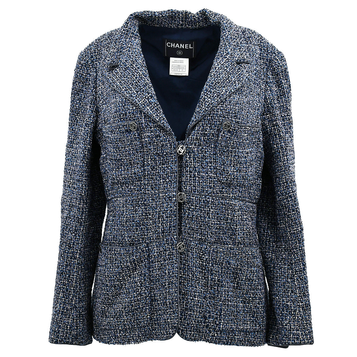 Chanel Single Breasted Jacket Blue 03A #42