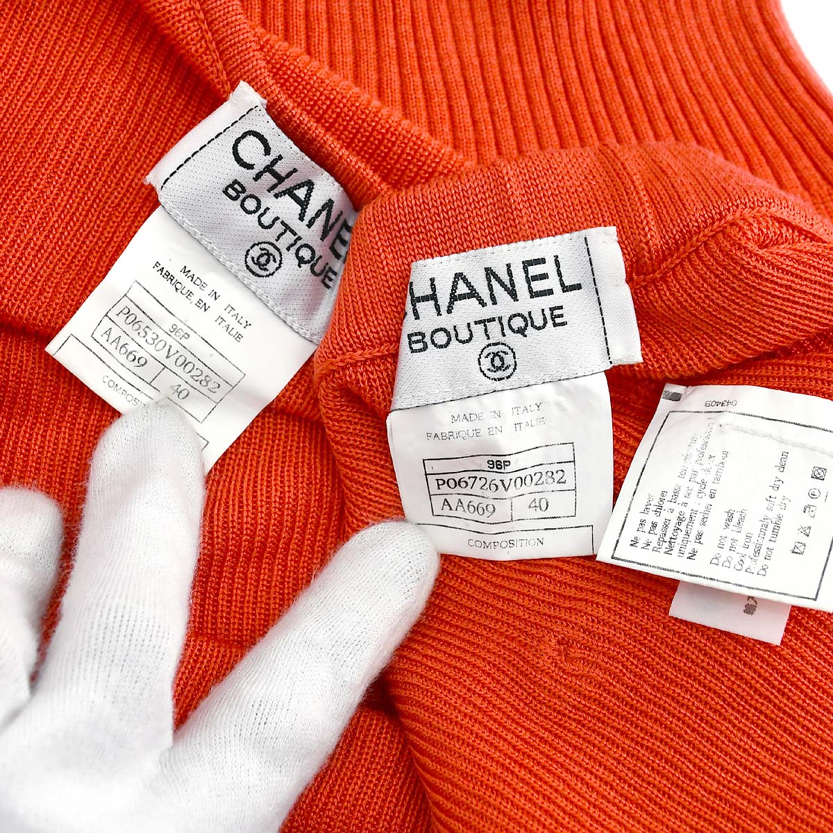 Chanel Setup Knit Tops Pants Orange 96P #40