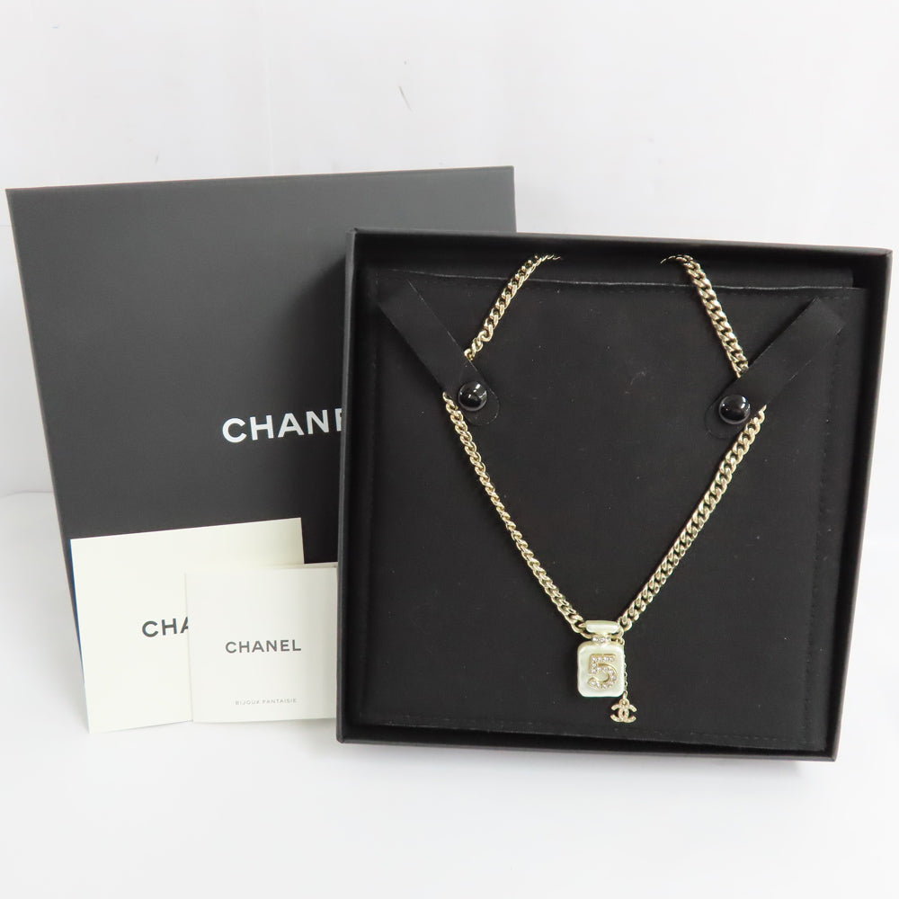 Chanel necklace perfume bottle perfume motif cocomark stone champagne g A22S  jewelry accessories beauty