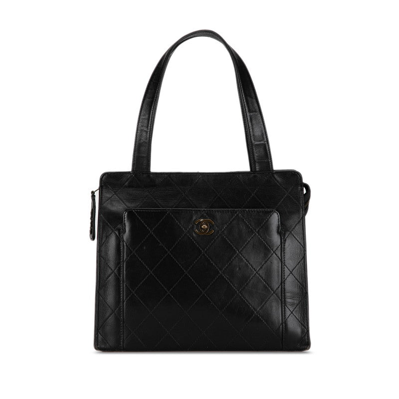 Chanel Matrasse Coco Handbag Tote Bag Black Leather  Chanel