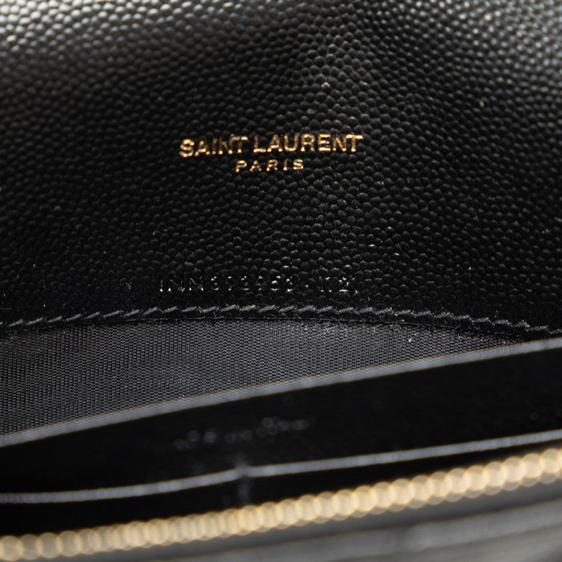 Saint Laurent Cassandra Envelope in Calf Leather Black 393953