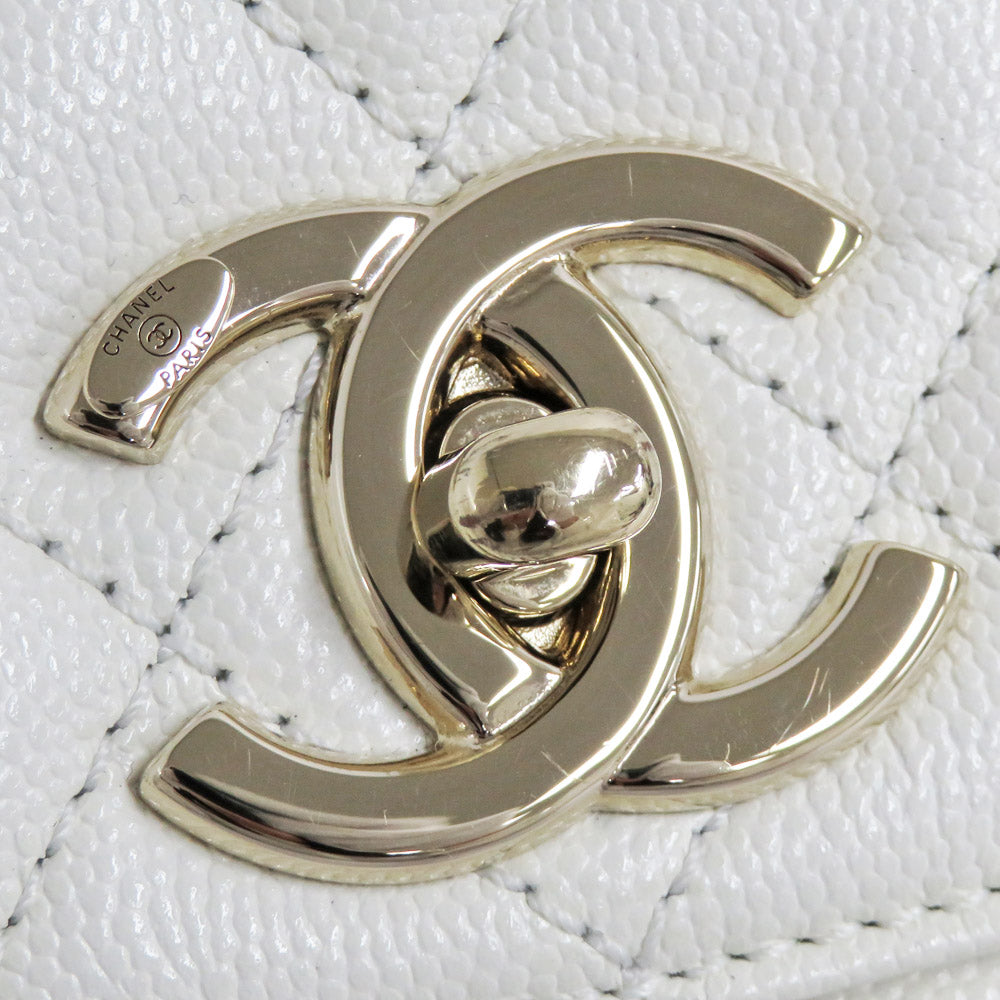 CHANEL Chanel Coco Handle 29 Top Handle Flap Bag  A92991 Caviar S White G   White Handbag Shoulder Bag  Coco