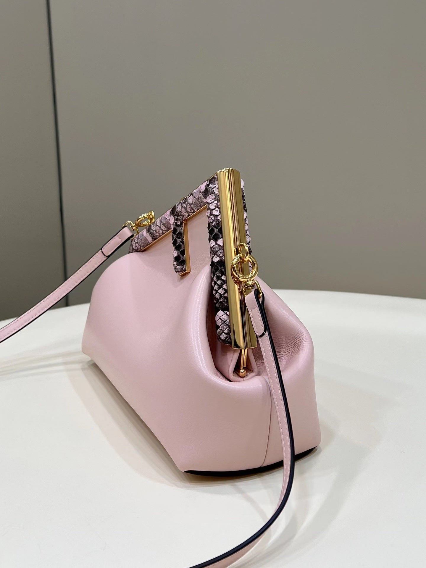 Fendi Fendirst Small Pink and Pink python Bag For Woman 26cm/10in