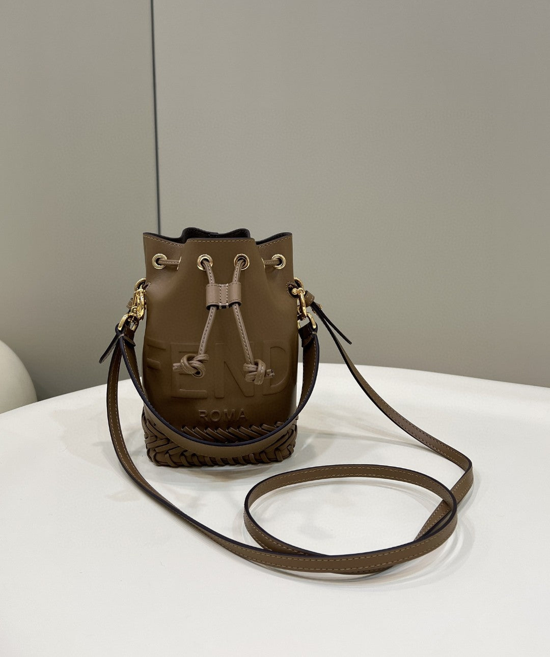 Fendi Mon Tresor Brown Mini-bag with stitching For Woman 18cm/7in