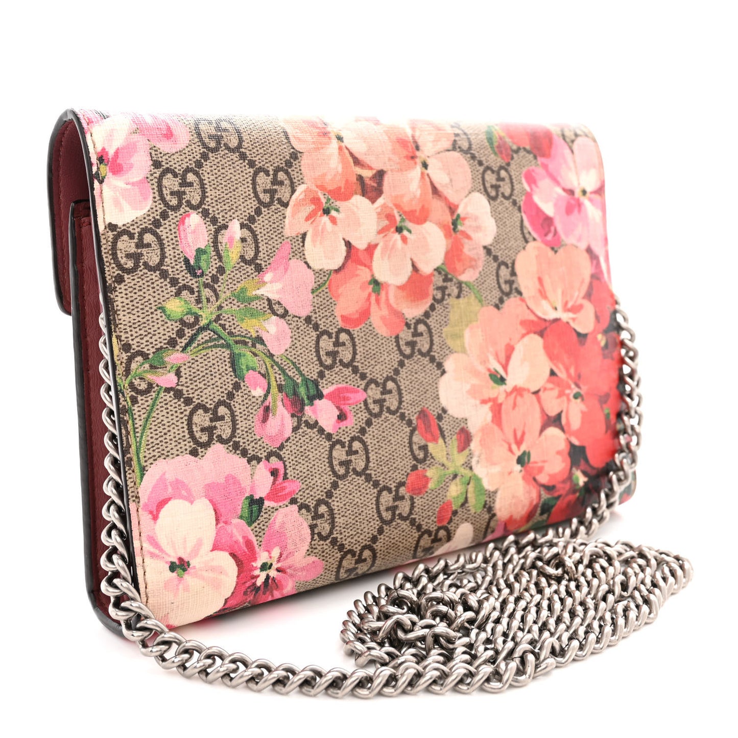 Gucci  GG Supreme Monogram Blooms Mini Dionysus Chain Wallet Beige Multicolor Dry Rose