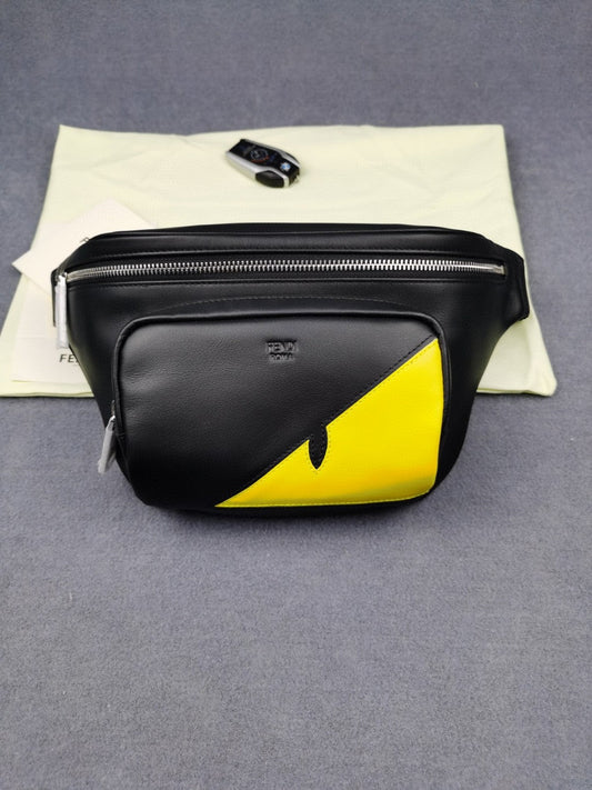 FI Little Monster Belt Bag Black/Yellow For Men, Men&#8217;s Bag 7.9in/20cm FF