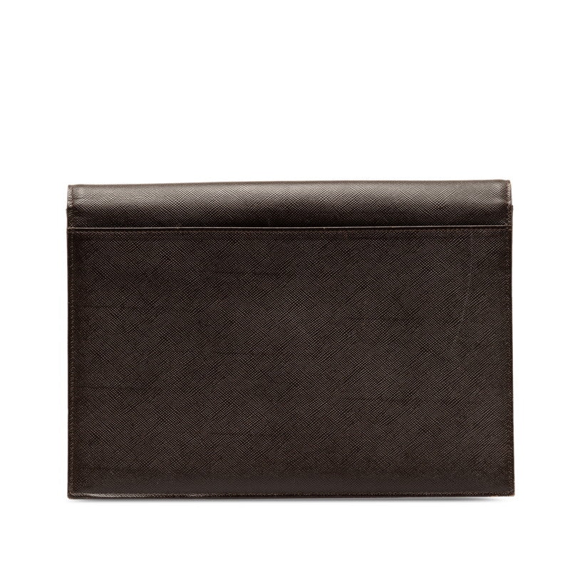 Saint Laurent Clutch Bag Brown Leather