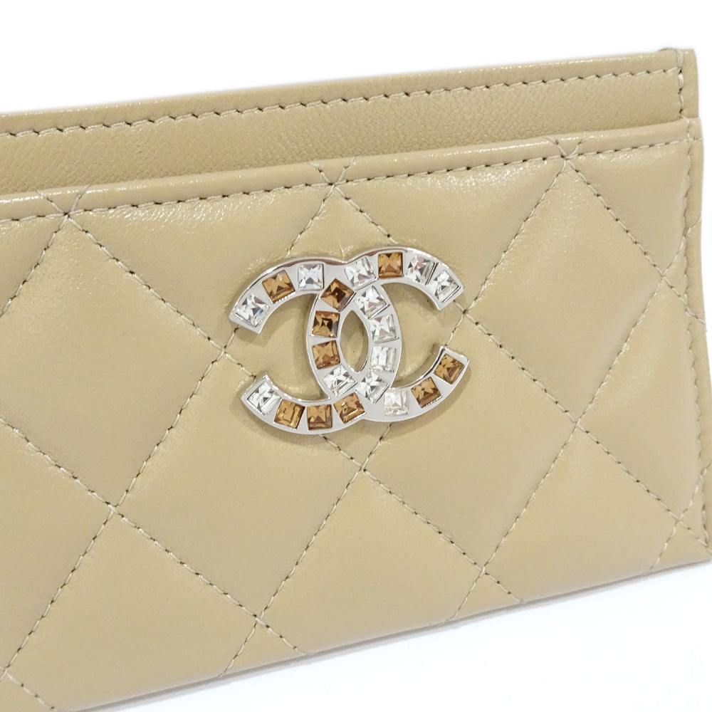 CHANEL Classic Matrasse Classical Card Case Leather Beige AP3990