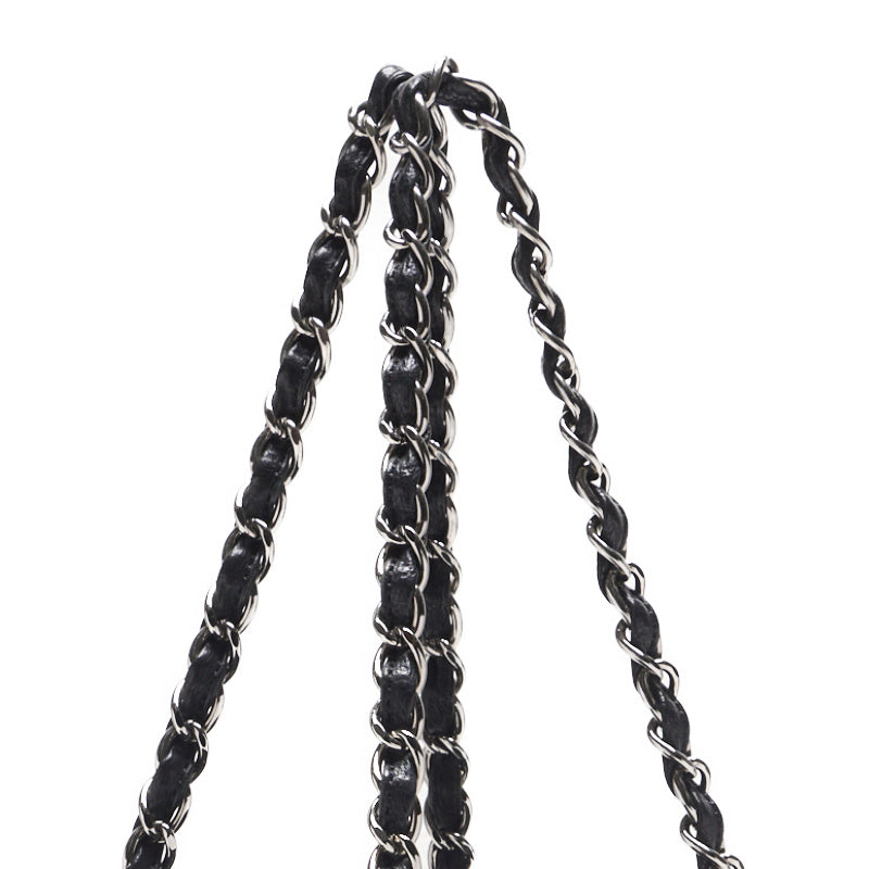 Chanel Matrasse Double Stitch Decacoco Double Chain Shoulder Leather Black (Silver G ) Shoulder Bag  【 Ship】【Free Shipping】 Free Shipping】 Free Shipping】 [Free Shipping  [Free Shipping] [Free Shipping] [Free Shipping] [Free Shipping]