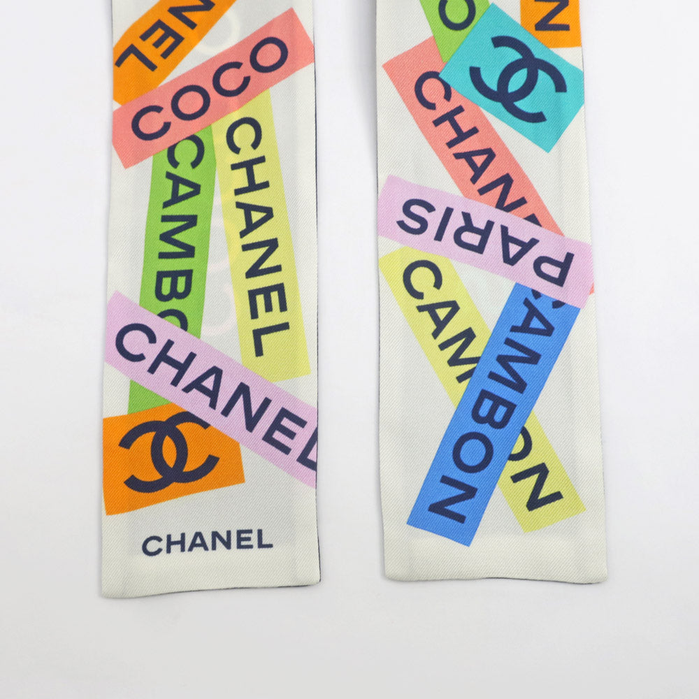 Chanel Hair Band White White Multicolor CC Shape Silk 100% Small Other 【New】【Until Used】