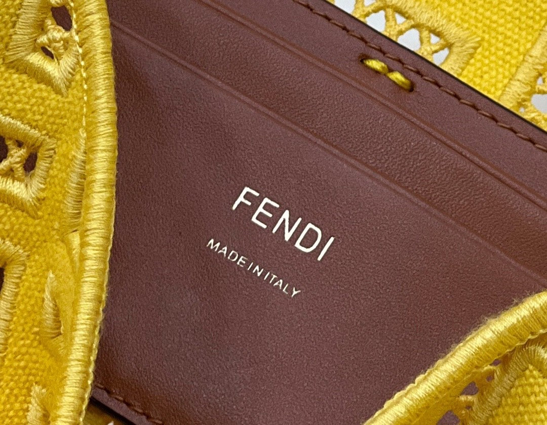 Fendi Baguette Yellow with Embroidery Small Bag For Woman 21cm/8in