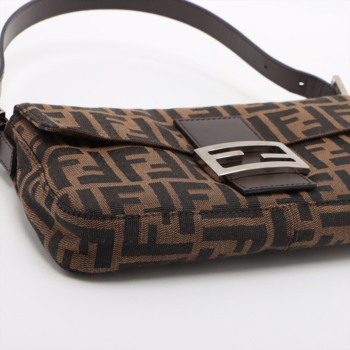 FENDI Mamma Baguette in Zucca Monogram Canvas Leather Brown