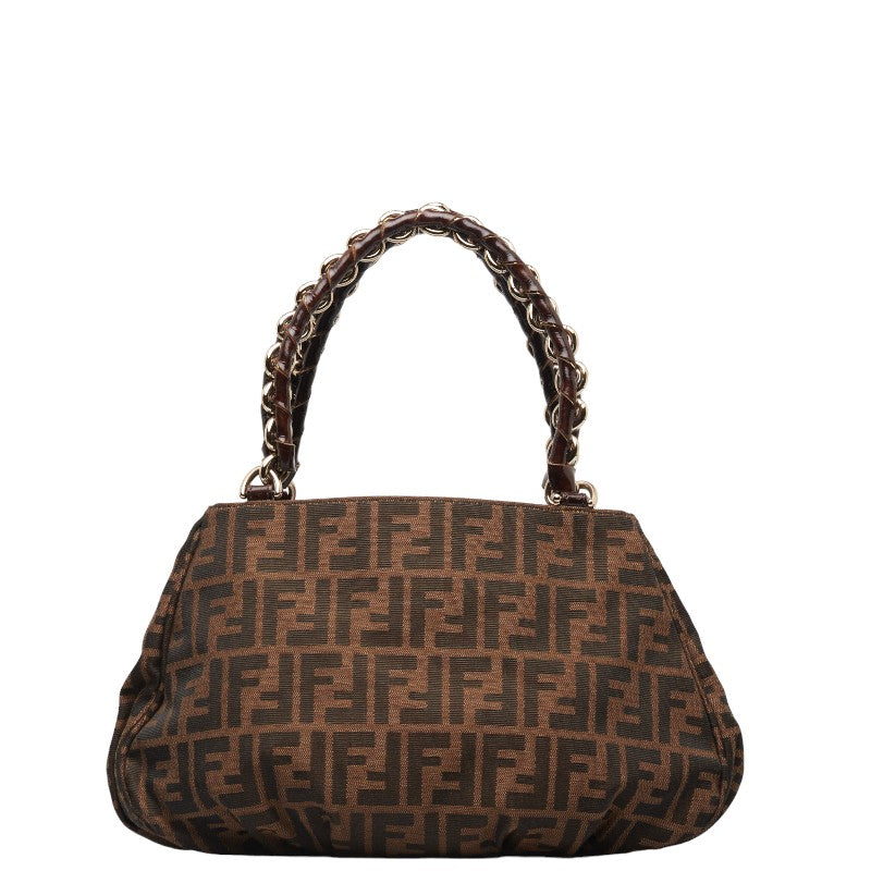 Fendi Zucca Logo  Mia Chain Handbag 8BR615 Brown Canvas Emmeline  Fendi