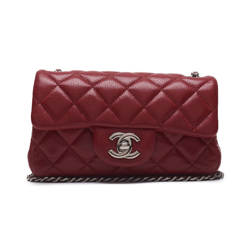 CHANEL 【CHANEL】 Mini Trace Chain Shoulder Caviar S Red (Silver G ) Shoulder Bag Miniature Shoulder Bag  Bag Hybrid 【 Ship】 Netherlands Online