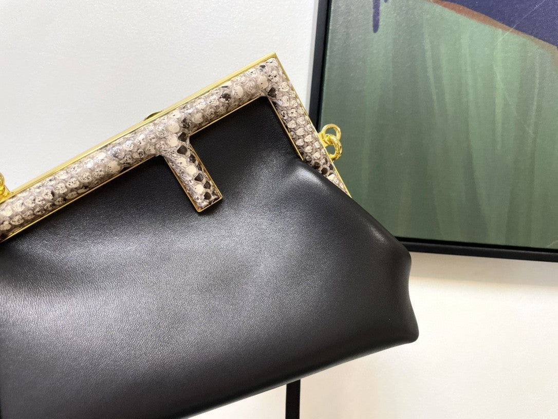 Fendi Fendirst Small Black with python Bag