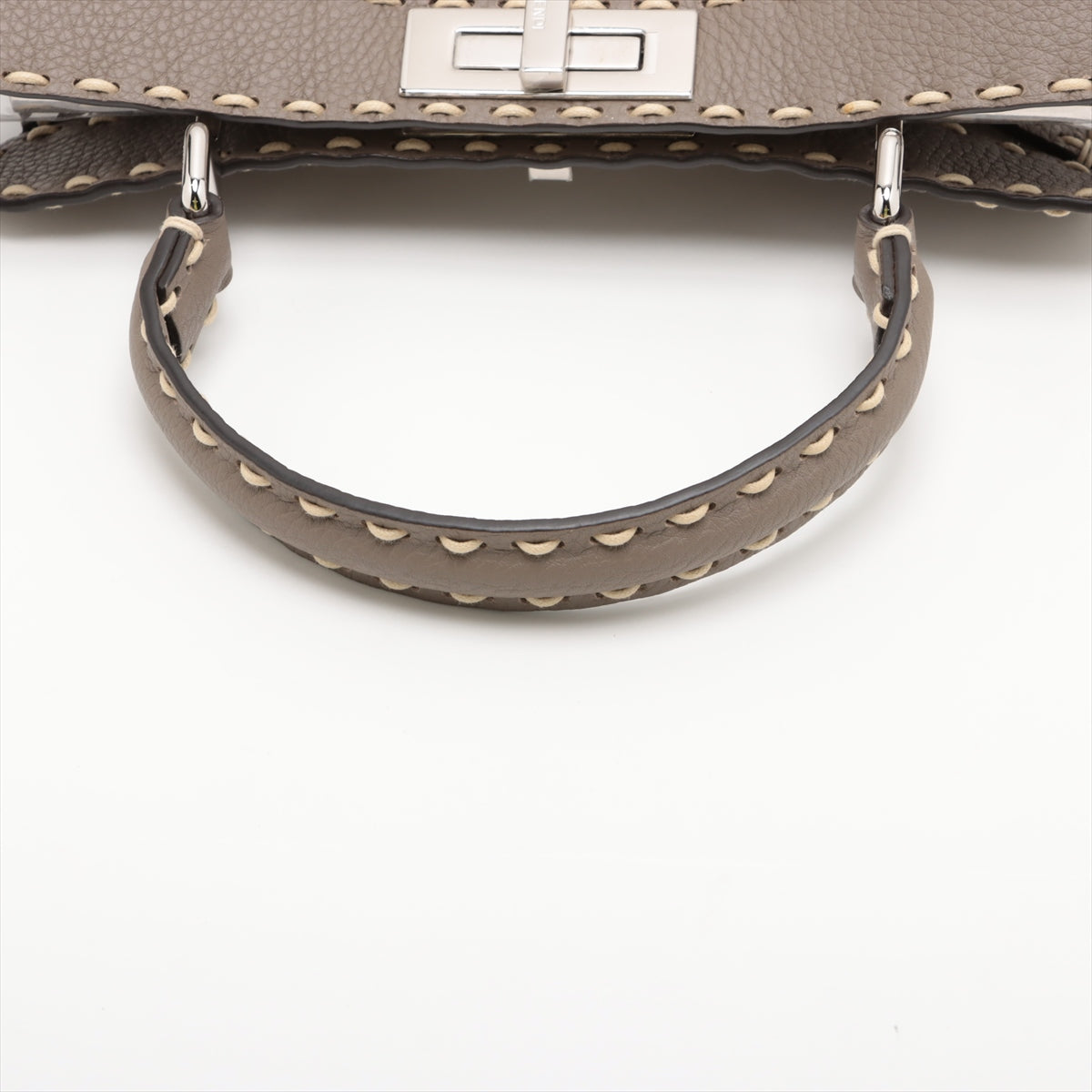 Fendi Peekaboo I See You Handbag Taupe Leather 2WAY 8BN321