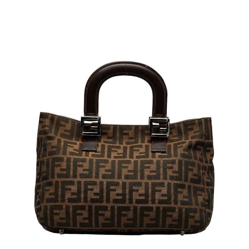 Fendi Zuka Handbag 26693 Brown Canvas Leather Ladies Fendi