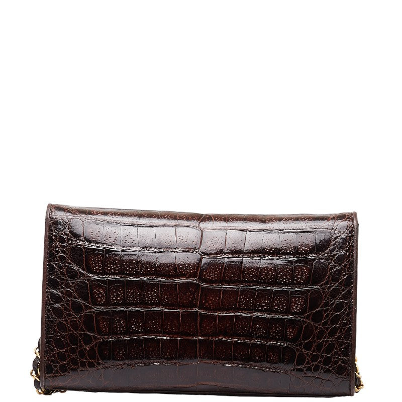 Chanel Crocodile Coco Chain Shoulder Bag Brown G Leather  Chanel