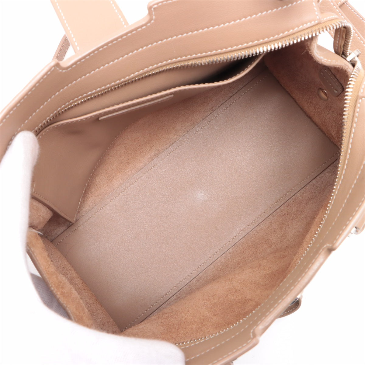 Saint Laurent Cabas Leather 2WAY Handbag Beige 424868